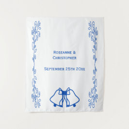 Wedding Tapestry Backdrop Blue Sapphire Bells Wandteppich