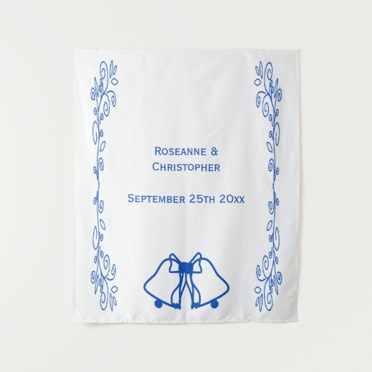 Wedding Tapestry Backdrop Blue Sapphire Bells Wandteppich (Vorderseite)