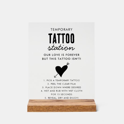 Wedding Temporary Tattoo Station Bar Instruction Acrylschild (Vorderseite)