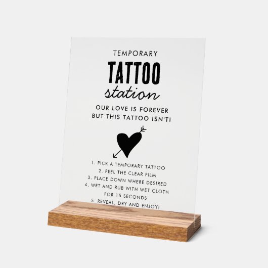 Wedding Temporary Tattoo Station Bar Instruction Acrylschild (Winkel)