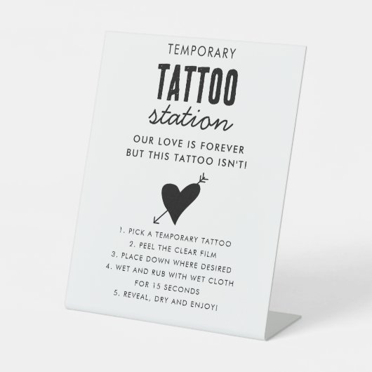 Wedding Temporary Tattoo Station Bar Instruction Sockelschild (Vorderseite)