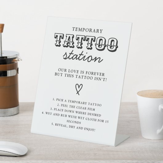 Wedding Temporary Tattoo Station Bar Instruction  Sockelschild (In SItu)