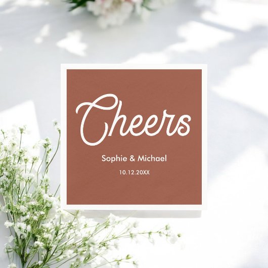 Wedding Terracotta Brown Cheers Serviette