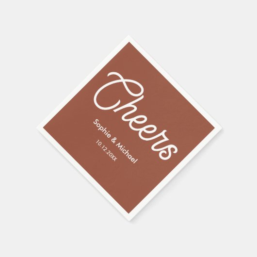 Wedding Terracotta Brown Cheers Serviette (Ecke)