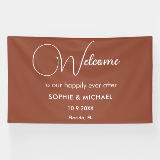 Wedding Terracotta Brown Willkommen Banner (Horizontal)