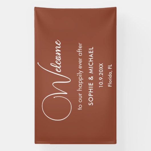 Wedding Terracotta Brown Willkommen Banner (Vertikal)