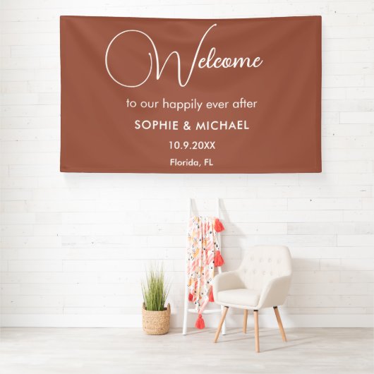 Wedding Terracotta Brown Willkommen Banner (Insitu)