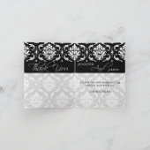 Wedding Thank You Cards Black Damask Monogram Dankeskarte (Innenseite)