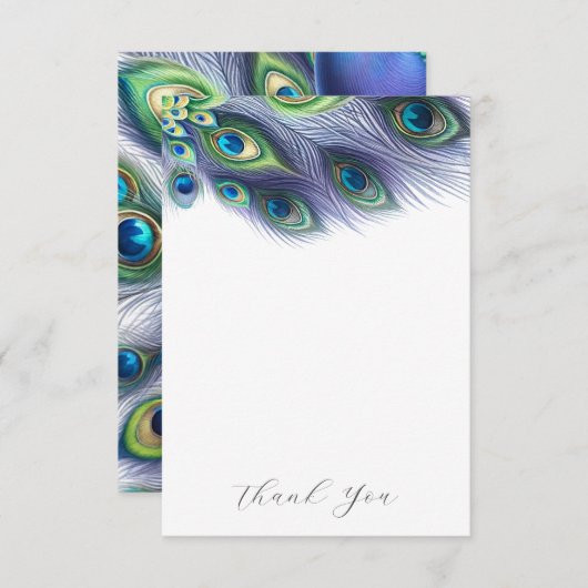 Wedding Thank You Cards Majestic Peacock Dankeskarte (Vorne/Hinten)
