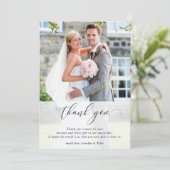 WEDDING THANK YOU foto calligraphy chic overlay Dankeskarte (Stehend Vorderseite)