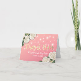 Wedding Thank You Hydrangea Flowers String Lights Dankeskarte