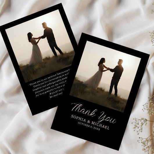 Wedding Thank You Message 2 Photographs Black Dankeskarte