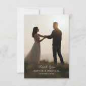 Wedding Thank You Message 2 Photographs Minimal Dankeskarte (Vorderseite)