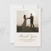 Wedding Thank You Message 2 Photographs Minimal  Dankeskarte (Vorderseite)