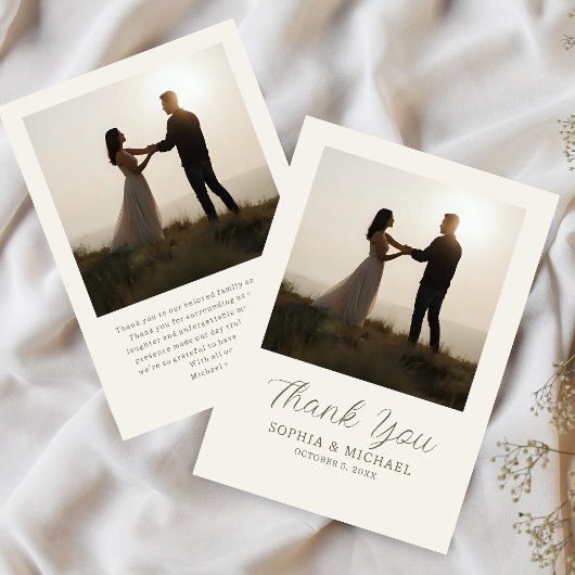 Wedding Thank You Message 2 Photographs Minimal  Dankeskarte