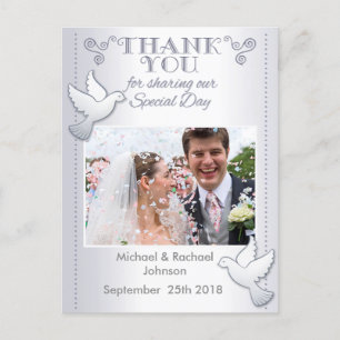 Wedding Thank You Photo Postcard Love Birds Postkarte