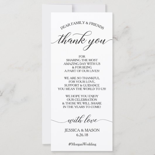 Wedding Thank You Place Card - Classic Script (Vorderseite)