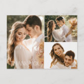 Wedding Three Foto Collage Vielen Dank Postkarte (Vorderseite)