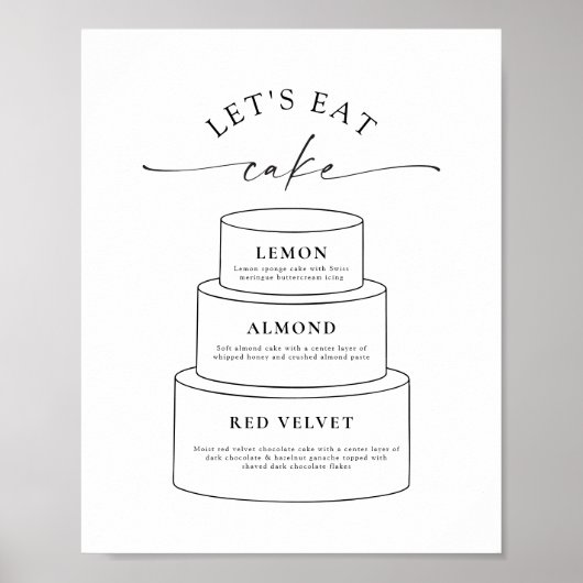 Wedding Tier Cake Layer Flavor Descriptions Sign Poster (Vorne)