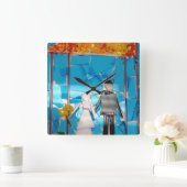 Wedding Time! Quadratische Wanduhr (Zuhause)