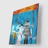 Wedding Time! Quadratische Wanduhr (Winkel)