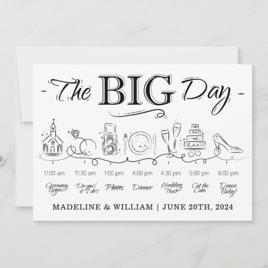 WEDDING TIMELINE | The Big Day Invitation Einladung (Vorderseite)