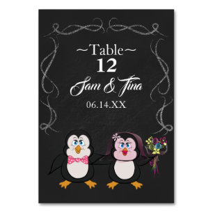 wedding Tischnummer des niedlichen Penguin