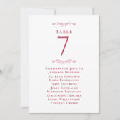 Wedding Tischnummer Magenta Red Guest Table Card (Vorderseite)