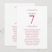 Wedding Tischnummer Magenta Red Guest Table Card (Vorne/Hinten)