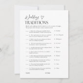 Wedding Traditions Bridal Shower Trivia Game Card Einladung (Vorderseite)