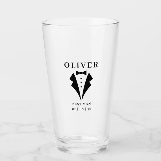 Wedding TRAUZEUGE Tuxedo Personalisiert Name Pint Glas (Vorderseite)