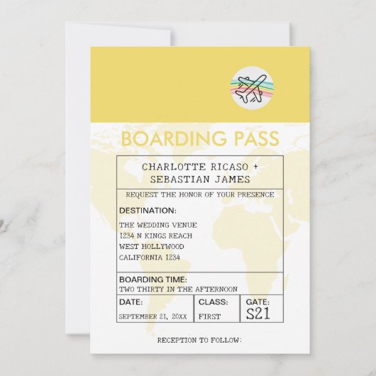 Wedding Travel Boarding Pass Novelty Einladung (Vorderseite)