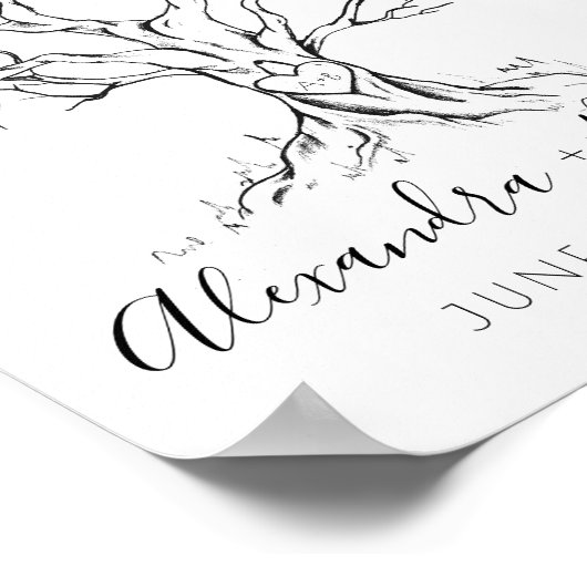 Wedding Tree Fingerprint Gästebuch Hand Drawn (Ecke)