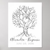 Wedding Tree Fingerprint Gästebuch Hand Drawn (Vorne)