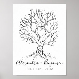 Wedding Tree Fingerprint Gästebuch Hand Drawn