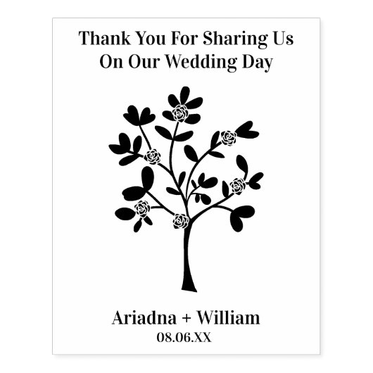 Wedding Tree with Roses for Thank Guests Gummistempel (Prägung)