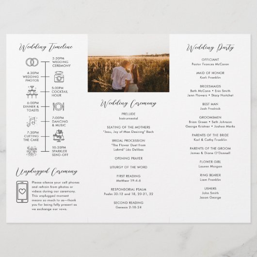 Wedding Trifold Program Infographic Timeline Flyer (Hinten)