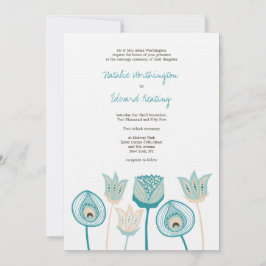Wedding Türkise Blue Ivory Funky Blume Einladung