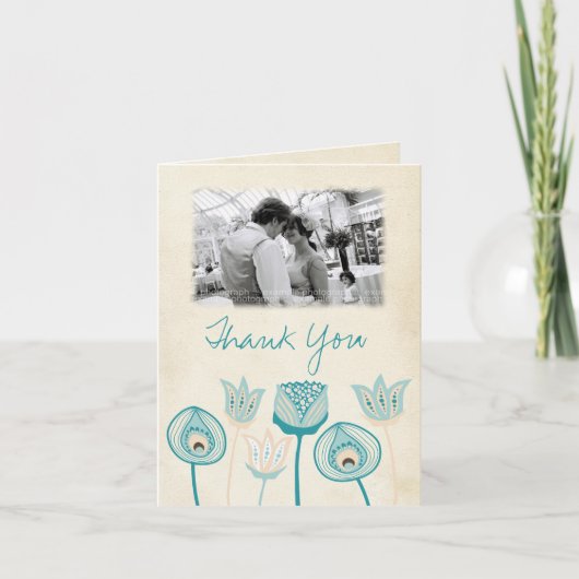 Wedding Türkise Blue Ivory Funky Danky Card Dankeskarte (Vorderseite)