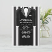 Wedding Tux Black Krawatte Affair Party Einladung (Stehend Vorderseite)