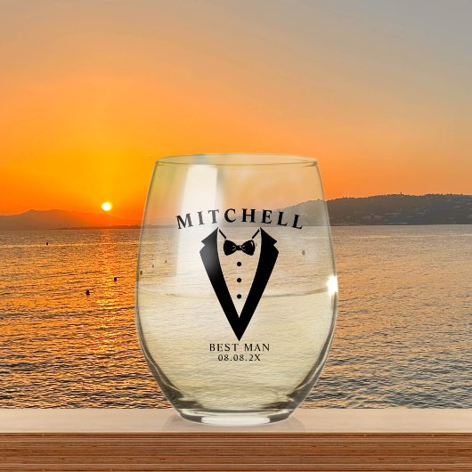Wedding Tuxedo Personalisierter Trauzeuge Weinglas Ohne Stiel