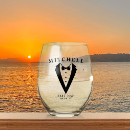 Wedding Tuxedo Personalisierter Trauzeuge Weinglas Ohne Stiel