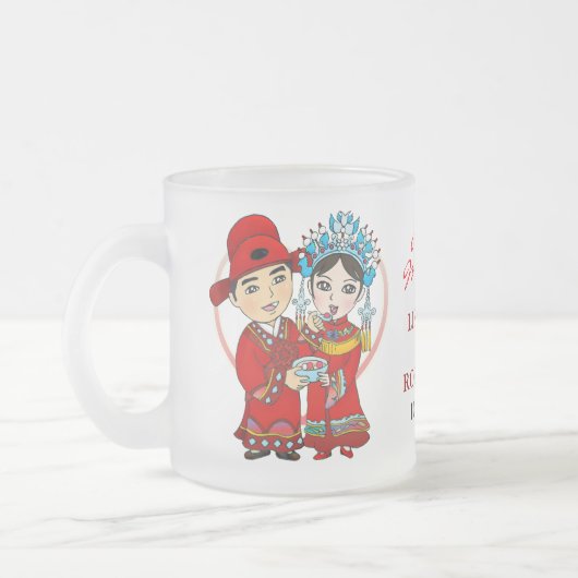 "Wedding u. doppeltes Glück-" GlasTasse als Mattglastasse (Links)