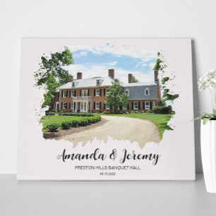 Wedding Venue Photo Watercolor Couple Anniversary Leinwanddruck