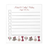 Wedding Verlobung Brautparty Bouquet Bells Bow Notizblock (Vorderseite)