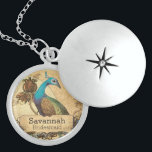 Wedding Vintag Peacock Bridesmaid Necklace Sterling Silberkette<br><div class="desc">Vintage Pfau Love Birds Locket sehen Vintagere Vogelprodukte Pfau Hochzeit Einladungen</div>