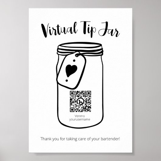 Wedding Virtual Tip Jar With QR Code Poster (Vorne)