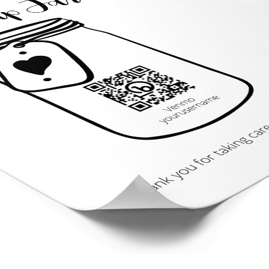 Wedding Virtual Tip Jar With QR Code Poster (Ecke)