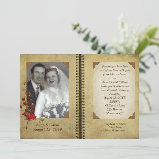 Wedding Vow Renewal Book Invite Einladung (Stehend Vorderseite)