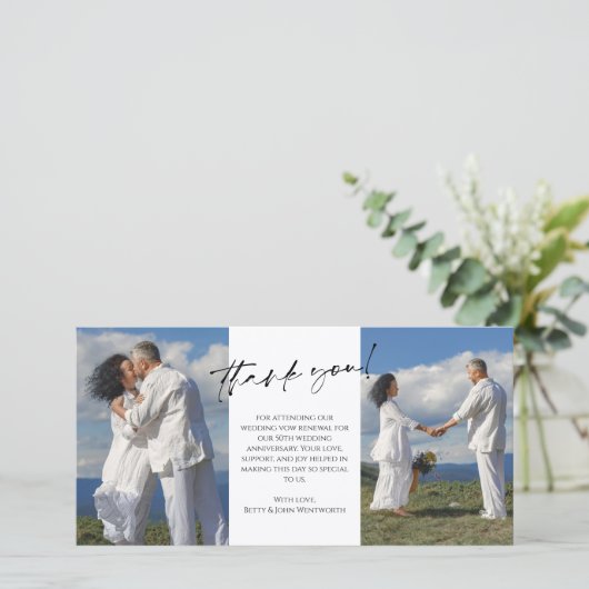 Wedding Vow Renewal Foto Vielen Dank Dankeskarte (Stehend Vorderseite)
